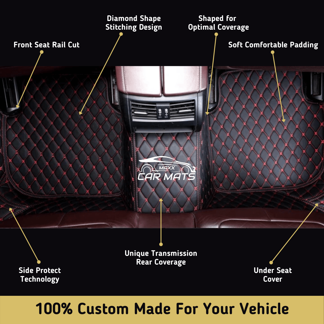 Black & Red Stitching Luxury Car Mats Set