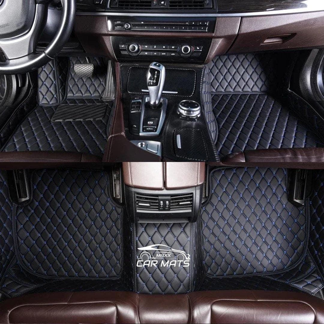 Black & Blue Stitching Luxury Car Mats Set – Maxx Car Mats